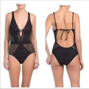 BECCA Crochet Plunge Swimwear Size L and XL